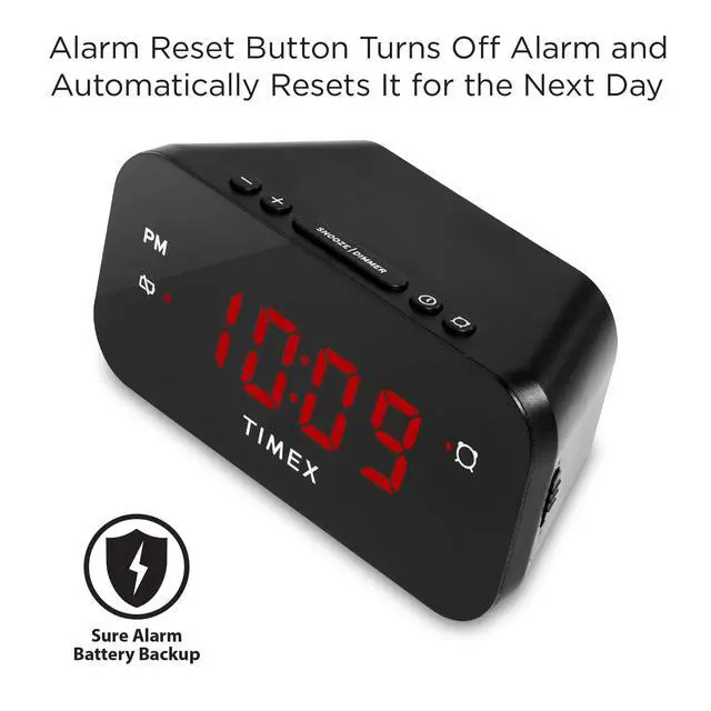 Alt view image 4 of 6 - Alarm Clock with Large Display, Digital Alarm Clock for Bedroom Includes 120V Universal Power Adapter (T121B - Black)