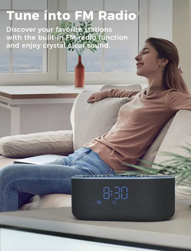 Alt view image 5 of 7 - Qi Certified Wireless Charging Alarm Clock Radio for Bedroom