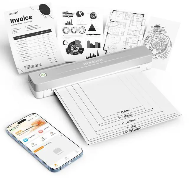 Main image of Bluetooth Thermal Portable Printer for Travel (White)