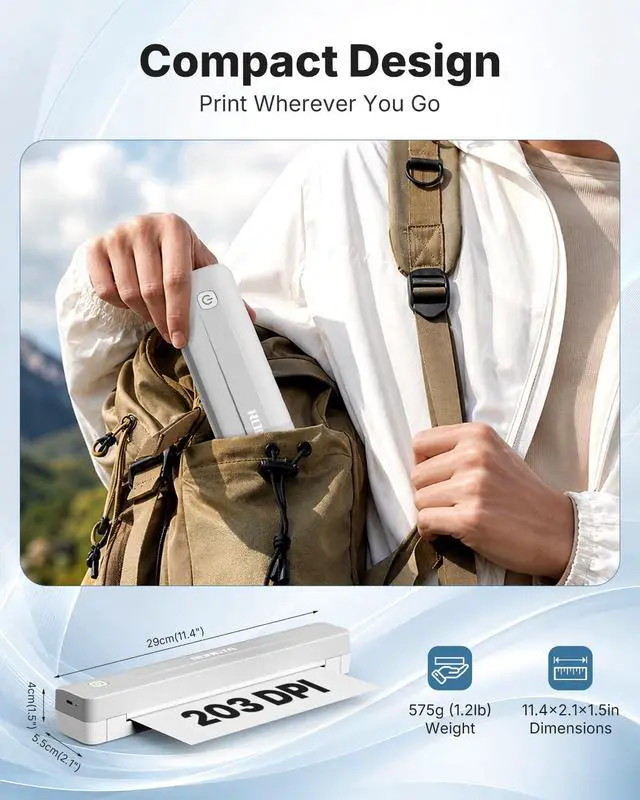 Alt view image 5 of 7 - Bluetooth Thermal Portable Printer for Travel (White)