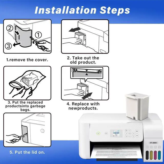 Alt view image 6 of 6 - Waste Ink Pad Replacement with Reset Software for Ecotank ET-2800 ET-4800 ET-2720 ET-2803 ET-2400 ET-4700 2800 4800 2720 2803 ET2800 ET4800 Printer, Maintenance Box with Reset Software (3 Packs)
