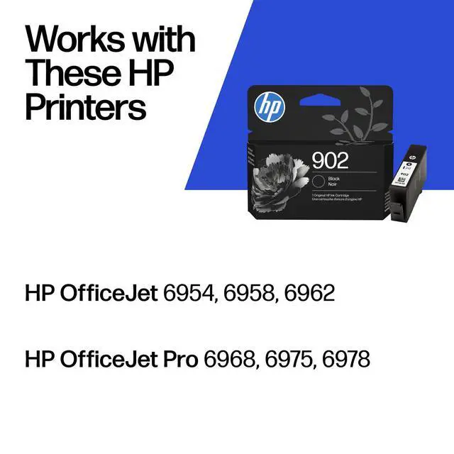 Alt view image 2 of 7 - 902 Black Ink Cartridge | Works with OfficeJet 6950, 6960, Pro 6960, 6970 Series | T6L98AN