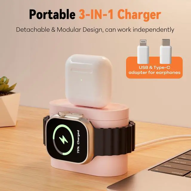 Alt view image 7 of 7 - 7 in 1 Wireless Charging Station, 25W Charger with Alarm Clock Night Light