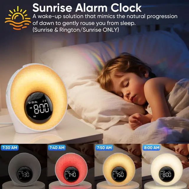 Alt view image 2 of 7 - Sunrise Alarm Clock with Wake Up Light & White Noise Machine