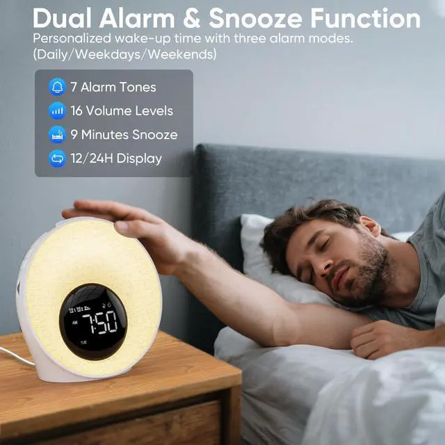 Alt view image 3 of 7 - Sunrise Alarm Clock with Wake Up Light & White Noise Machine