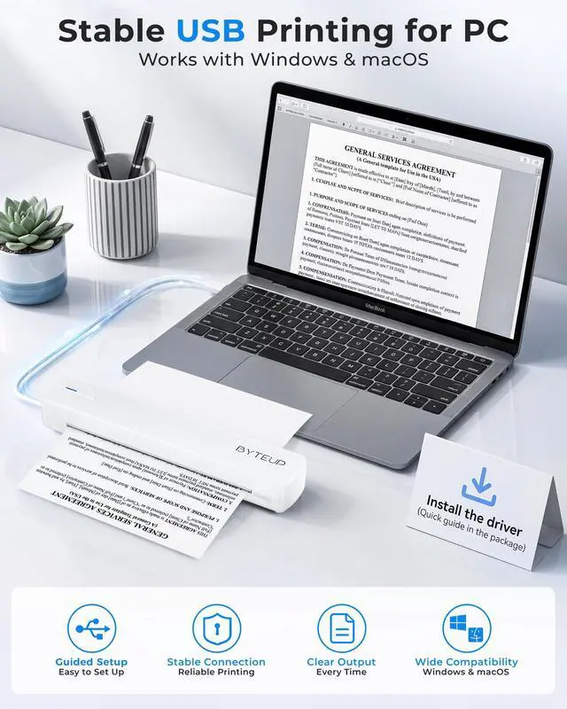 Alt view image 5 of 7 - Portable Thermal Printer, Inkless Bluetooth printer for Letter Legal A4