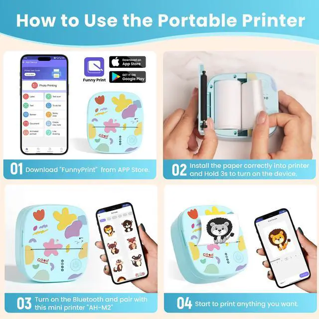 Alt view image 3 of 7 - Mini Sticker Printer, AHM2 Sticker Maker Machine for Kids