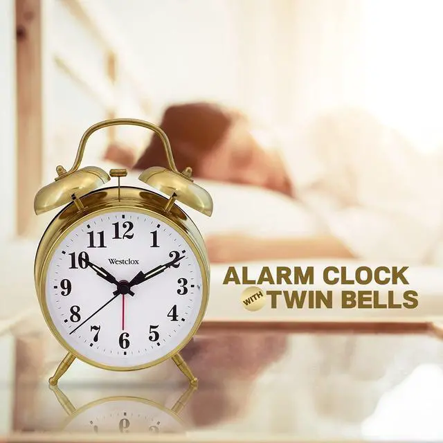 Alt view image 4 of 6 - Big Ben Twin Bell Alarm Clock | Loud Alarm Clock for Heavy Sleepers | Battery Operated Clock with Backlight for Bedside Table, Bedroom, Kids Room, Desk (Gold, 4")