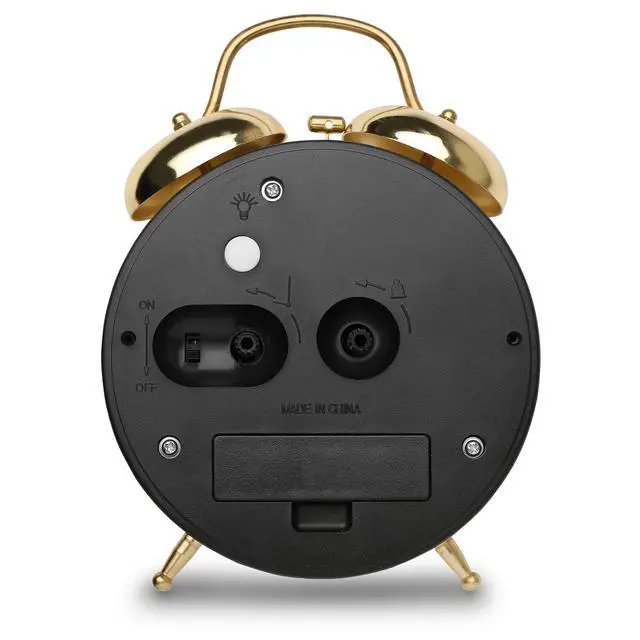 Alt view image 3 of 6 - Big Ben Twin Bell Alarm Clock | Loud Alarm Clock for Heavy Sleepers | Battery Operated Clock with Backlight for Bedside Table, Bedroom, Kids Room, Desk (Gold, 4")