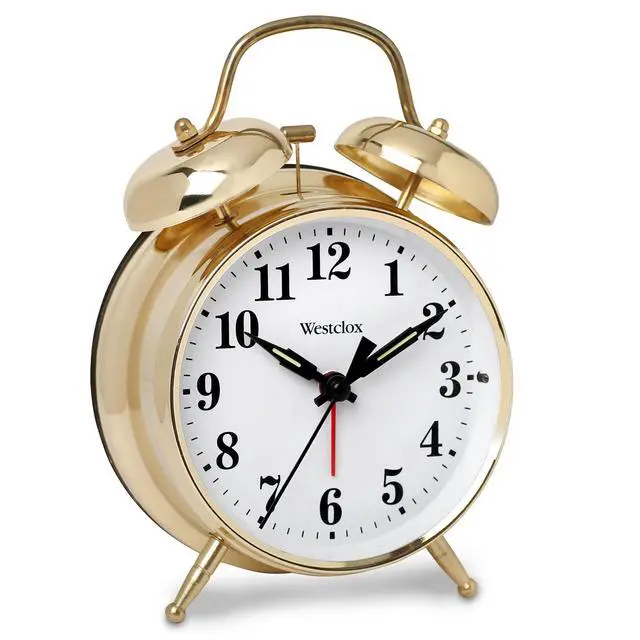 Alt view image 5 of 6 - Big Ben Twin Bell Alarm Clock | Loud Alarm Clock for Heavy Sleepers | Battery Operated Clock with Backlight for Bedside Table, Bedroom, Kids Room, Desk (Gold, 4")