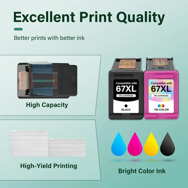 Alt view image 6 of 7 - 2800e 2855e Ink Cartridges Black/Color Combo Pack for HP Printer | Compatible for HP DeskJet 2755e 6000 2700 4155e 4255e 4200e 4100 2700e 2734e 2800 2852e Envy 6055e 6455e 6400 Series (2-Pack)