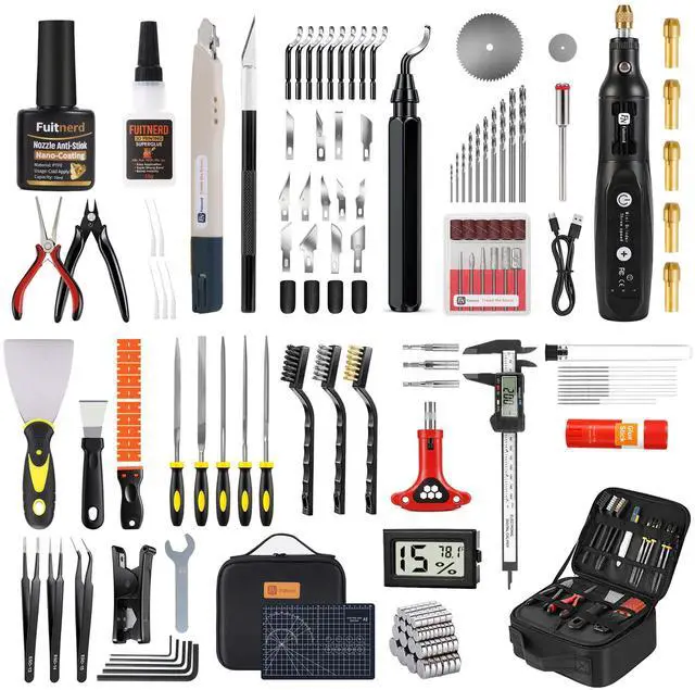 Main image of 141Pcs 3D Printer Accessories with 4-Layer Slotted Case, Precision Workstation, Includes Digital Caliper, Cordless Rotary Tool, PTFE Nozzle Coating for Bambu Lab, Flashforge, Ender 3, Anycubic