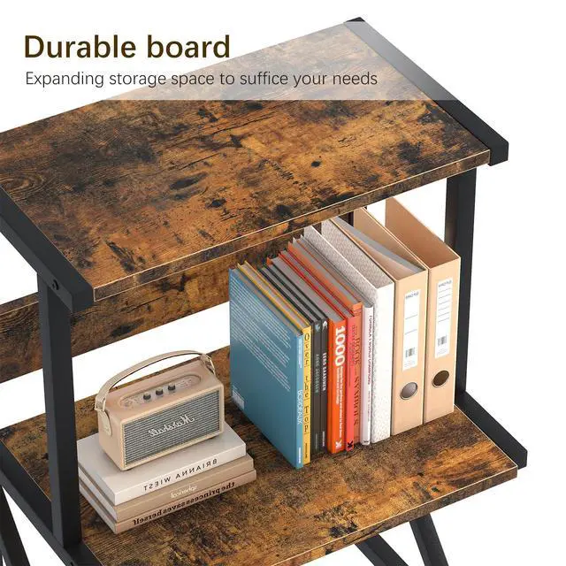 Alt view image 5 of 7 - Printer Stand for Desk to Save Space, Metal+Wood for Home Office
