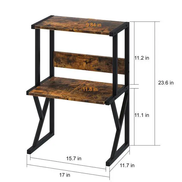 Alt view image 3 of 7 - Printer Stand for Desk to Save Space, Metal+Wood for Home Office