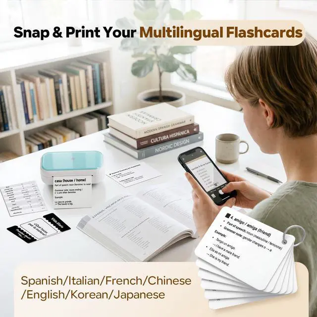 Alt view image 3 of 7 - M03C Mini Flashcards Printer, DIY Printable Tool for Preschoolers