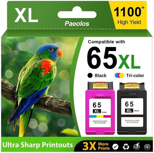 Main image of 65XL Ink Cartridges Black and Color Replacement for HP Ink 65 2Pack