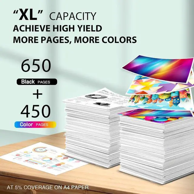 Alt view image 4 of 7 - 65XL Ink Cartridges Black and Color Replacement for HP Ink 65 2Pack