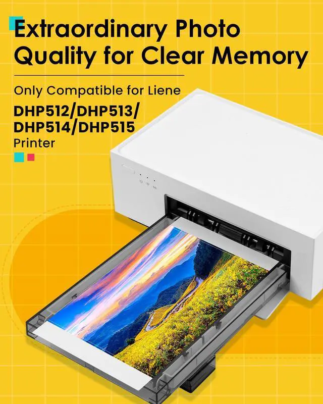 Alt view image 3 of 7 - Compatible with Liene Amber M100 M110 4x6 160 Photo Paper & 4 Ink Cartridge