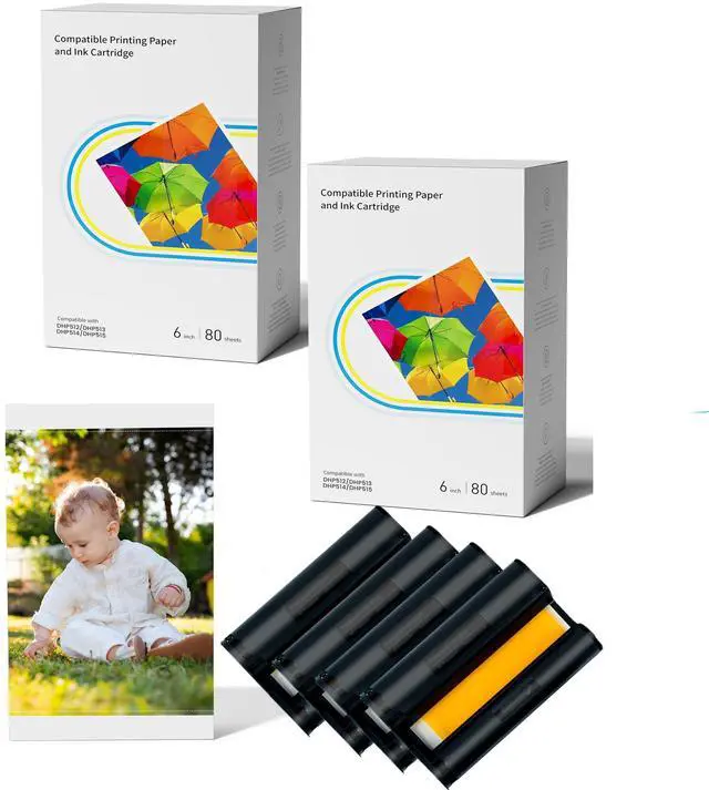 Main image of Compatible with Liene Amber M100 M110 4x6 160 Photo Paper & 4 Ink Cartridge