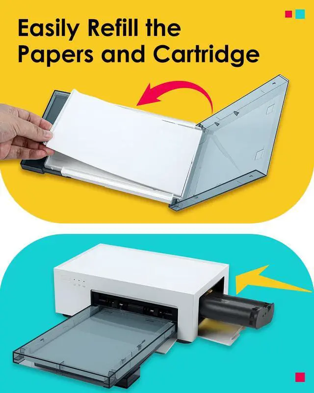 Alt view image 5 of 7 - Compatible with Liene Amber M100 M110 4x6 160 Photo Paper & 4 Ink Cartridge