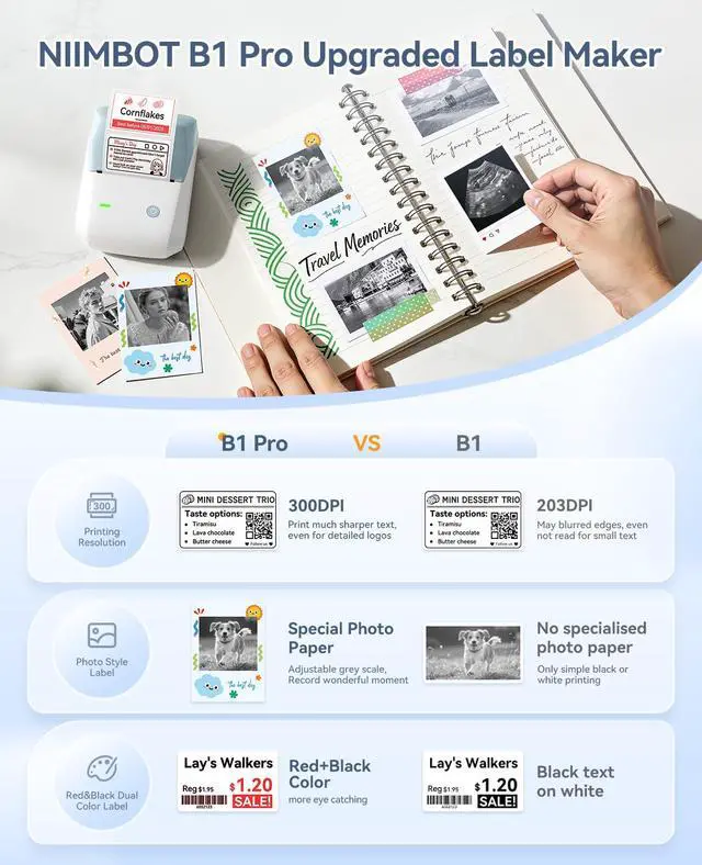 Alt view image 2 of 7 - B1 Pro Label Maker with 1 Label, 300 DPI Thermal Label Printer