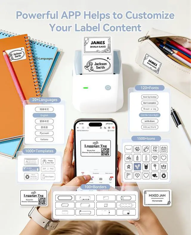 Alt view image 6 of 7 - B1 Pro Label Maker with 1 Label, 300 DPI Thermal Label Printer