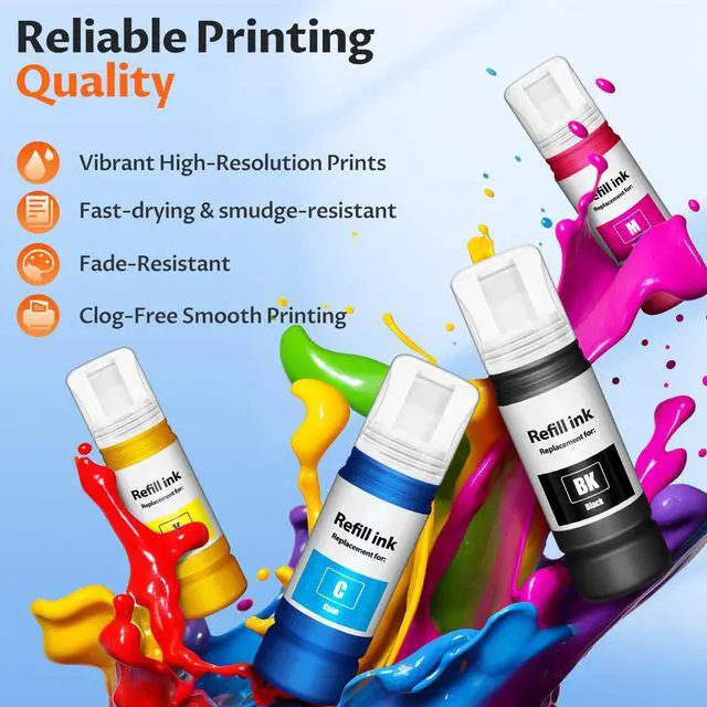 Alt view image 5 of 7 - Compatible for EPT522 Ink Refill Bottles - 10 Pack EPT522 Ink Refill Kit