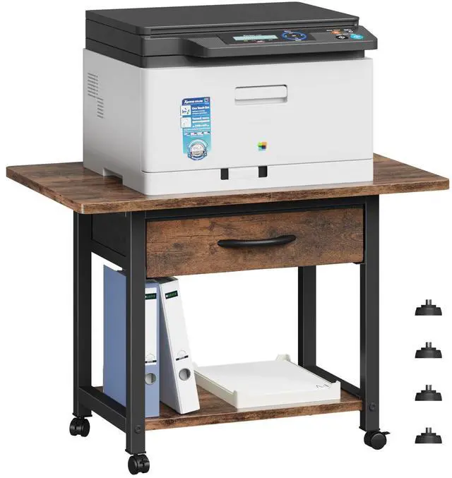 Main image of 22"x15" Large Printer Stand with Drawer, 2-Tier Rolling Table Cart