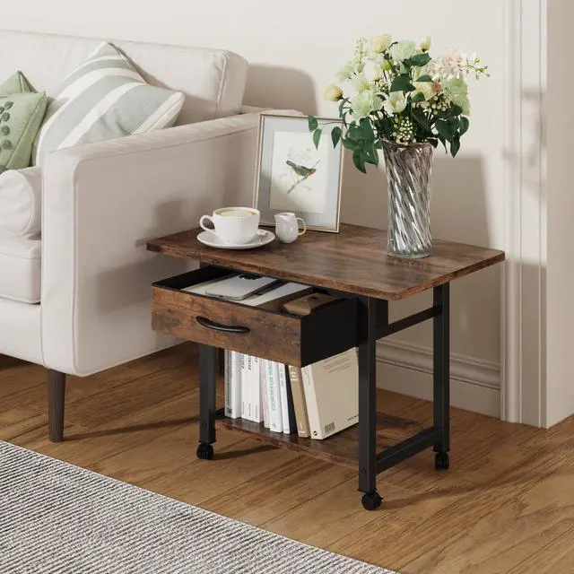 Alt view image 5 of 7 - 22"x15" Large Printer Stand with Drawer, 2-Tier Rolling Table Cart