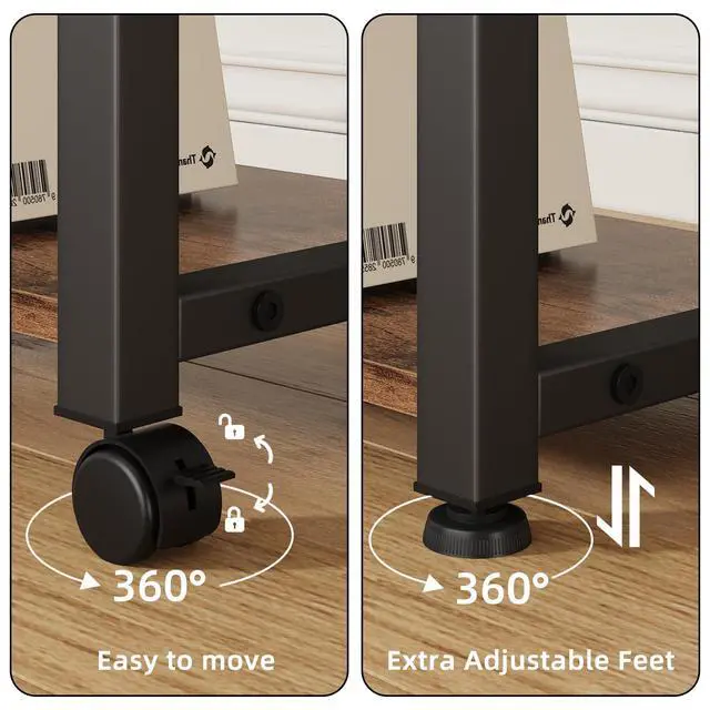 Alt view image 7 of 7 - 22"x15" Large Printer Stand with Drawer, 2-Tier Rolling Table Cart