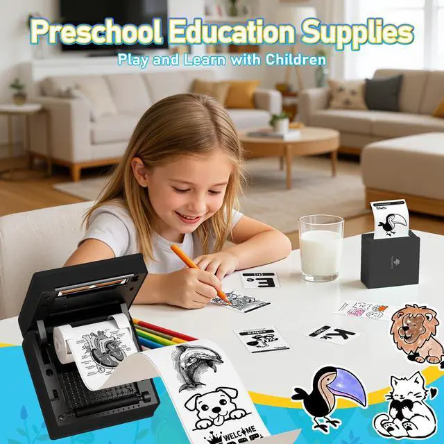 Alt view image 4 of 7 - Sticker Printer, Inkless Mini Thermal Sticker Printer Machine