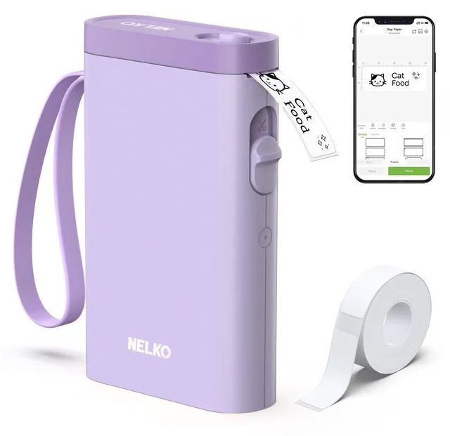 Main image of P21 Label Maker Machine with Tape, Bluetooth Label Printer, Purple Creative App & Multiple Templates, Inkless Printing, Built-in Cutter, Ideal for School, Teacher Supplies, Office, and Home