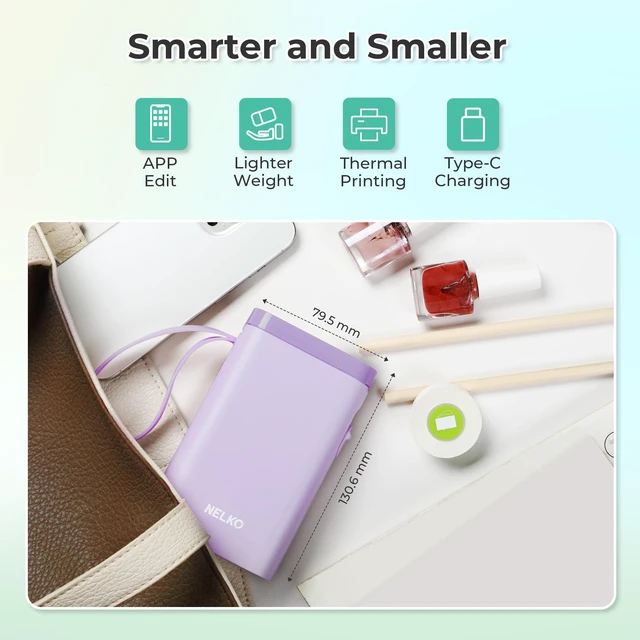 Alt view image 4 of 7 - P21 Label Maker Machine with Tape, Bluetooth Label Printer, Purple Creative App & Multiple Templates, Inkless Printing, Built-in Cutter, Ideal for School, Teacher Supplies, Office, and Home