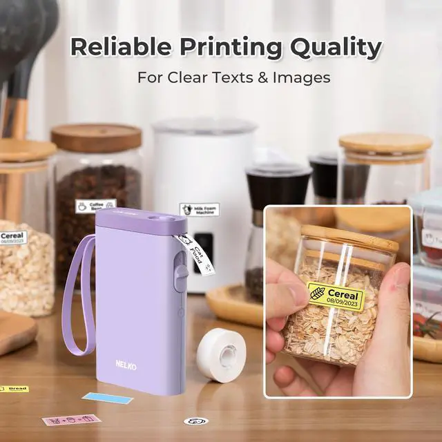 Alt view image 7 of 7 - P21 Label Maker Machine with Tape, Bluetooth Label Printer, Purple Creative App & Multiple Templates, Inkless Printing, Built-in Cutter, Ideal for School, Teacher Supplies, Office, and Home
