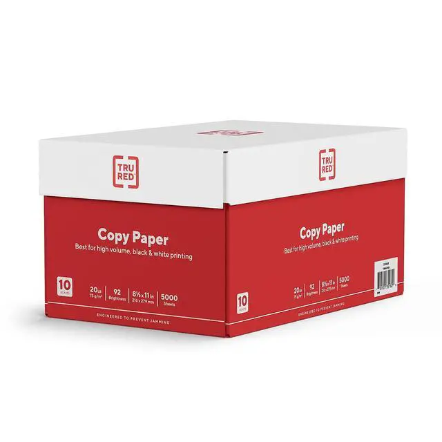 Alt view image 3 of 7 - TRU RED Copy & Printer Paper, 8.5 x 11, 20 lb, 92 Bright, 5,000 Sheets/Carton, White Letter Size Paper for Office, School & Home