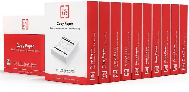 Main image of TRU RED Copy & Printer Paper, 8.5 x 11, 20 lb, 92 Bright, 5,000 Sheets/Carton, White Letter Size Paper for Office, School & Home