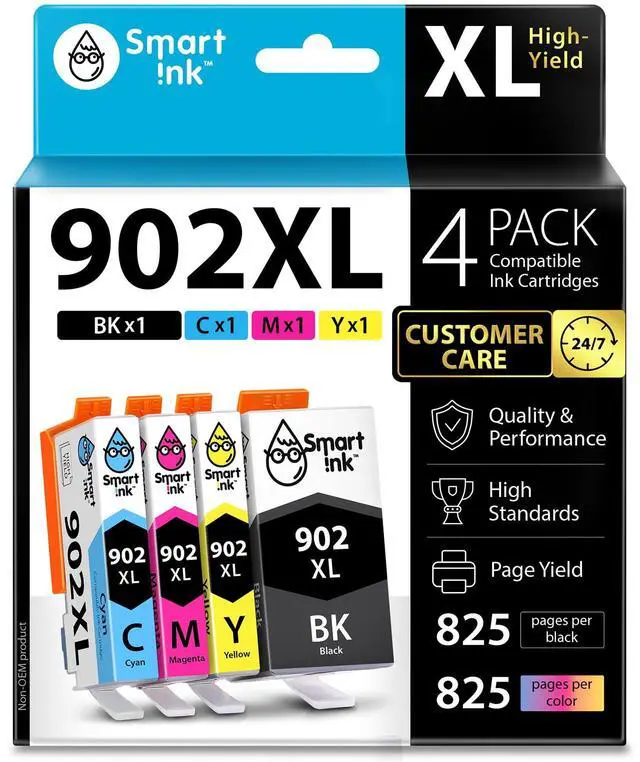 Main image of Compatible Ink Cartridge Replacement for HP 902 XL 902XL (4 Combo Pack) to use with Officejet Pro 6978 6968 6974 6975 6960 Officejet 6951 6954 6956 6958 Printers