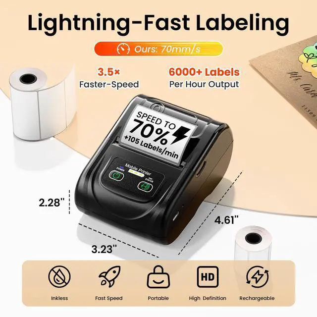 Alt view image 2 of 7 - M128 Label Maker 2 Inch Portable Bluetooth Thermal Label Printer