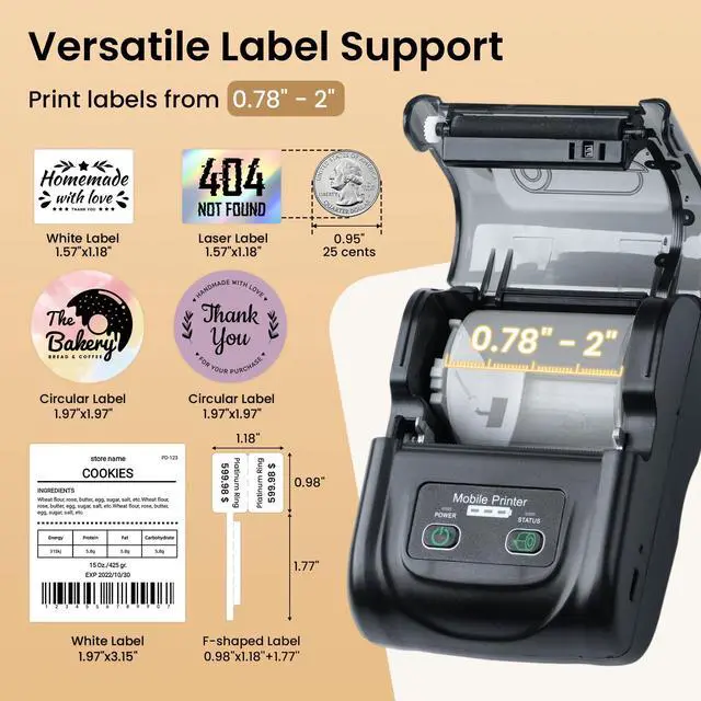 Alt view image 4 of 7 - M128 Label Maker 2 Inch Portable Bluetooth Thermal Label Printer