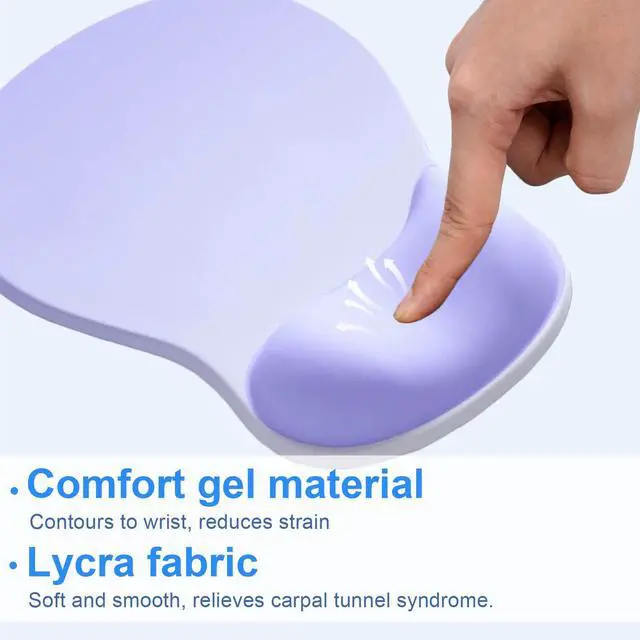 Alt view image 3 of 7 - Ergonomic Mouse Pad with Gel Wrist Support, Comfortable Wrist Rest Mousepad with Non-Slip PU Base for Pain Relief, Desk, Home & Office(Gradient Purple)