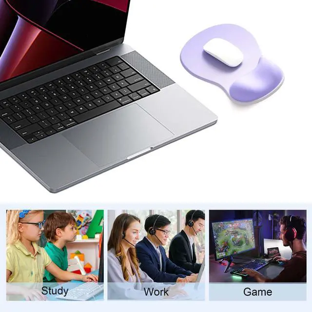 Alt view image 7 of 7 - Ergonomic Mouse Pad with Gel Wrist Support, Comfortable Wrist Rest Mousepad with Non-Slip PU Base for Pain Relief, Desk, Home & Office(Gradient Purple)
