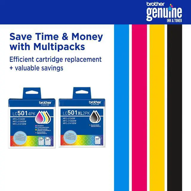 Alt view image 7 of 7 - Genuine LC5014PK 4-Pack (1 Each of) Standard Yield Black, Cyan, Magenta, and Yellow Ink Cartridges