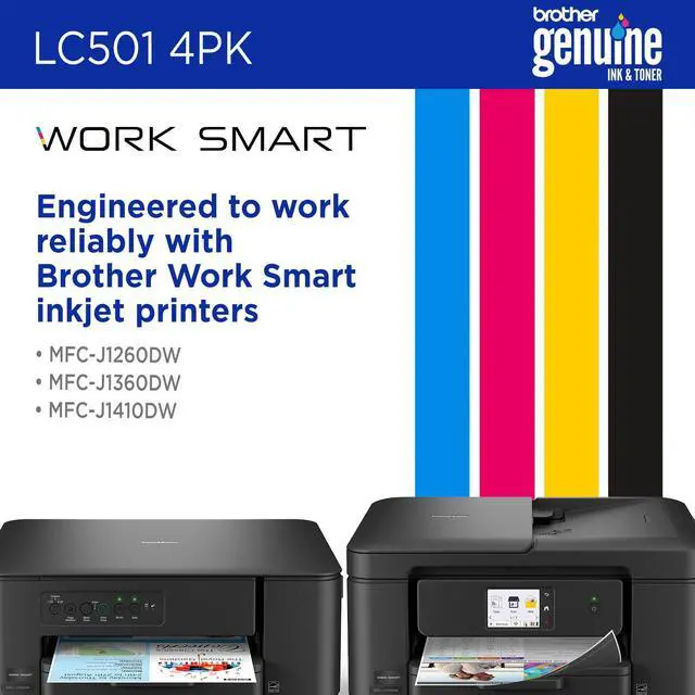Alt view image 5 of 7 - Genuine LC5014PK 4-Pack (1 Each of) Standard Yield Black, Cyan, Magenta, and Yellow Ink Cartridges