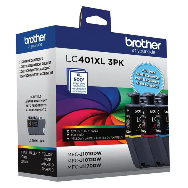 Alt view image 3 of 3 - Genuine LC401XL 3PK High Yield 3-Pack Color -Ink -Cartridges Includes 1- -Cartridge Each of Cyan, Magenta and Yellow -Ink.