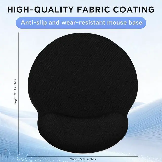 Alt view image 6 of 7 - Ergonomic Mouse Pad with Wrist Rest, Contoured Fit Relieves Wrist Pressure, Smooth Lycra Surface for Free Gliding, Non-Slip PU Base, Soft Elastic Support Mouse Mat for Home Office (Black)