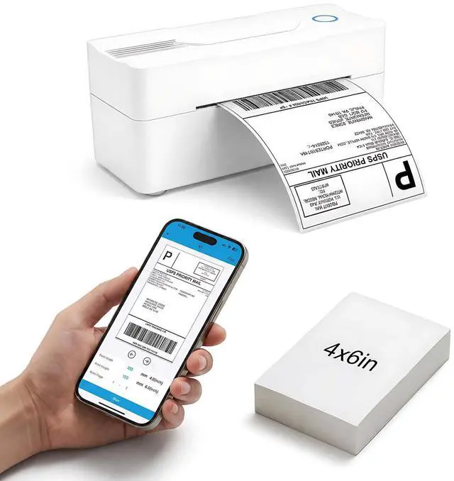Main image of Bluetooth Thermal Shipping Label Printer, 4x6, White