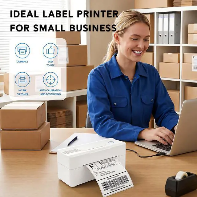 Alt view image 5 of 7 - Bluetooth Thermal Shipping Label Printer, 4x6, White