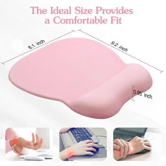 Alt view image 2 of 7 - Office Mouse pad with Gel Wrist Rest, 9.2 x 8.1 in, Pink