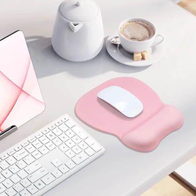 Alt view image 3 of 7 - Office Mouse pad with Gel Wrist Rest, 9.2 x 8.1 in, Pink