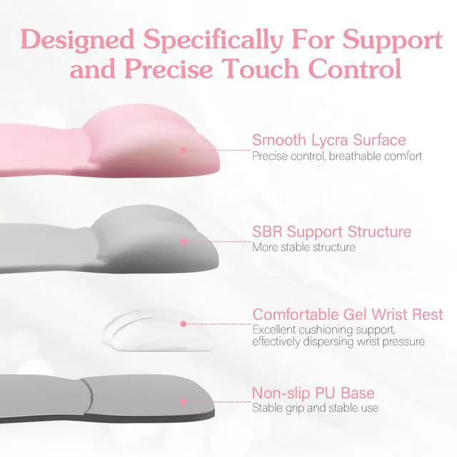 Alt view image 4 of 7 - Office Mouse pad with Gel Wrist Rest, 9.2 x 8.1 in, Pink
